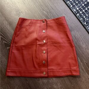 Topshop Burgundy Leather Skirt Size 6